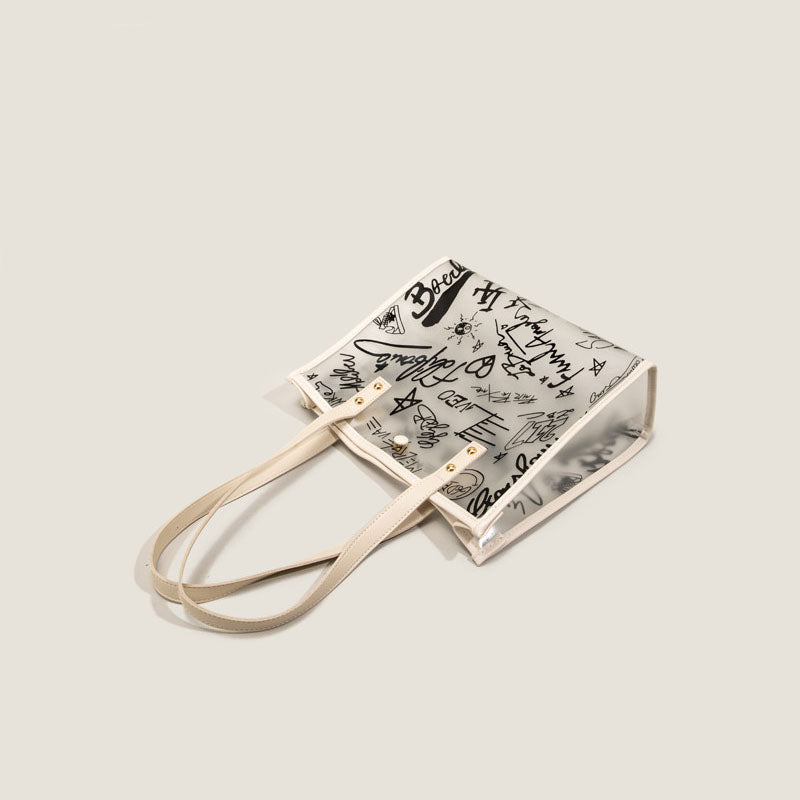 Women’s Graffiti Clear Tote Bags with Pouch image 5