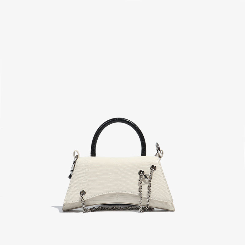 Women’s Genuine Leather Lizard Embossed Handbags with Chains image 3