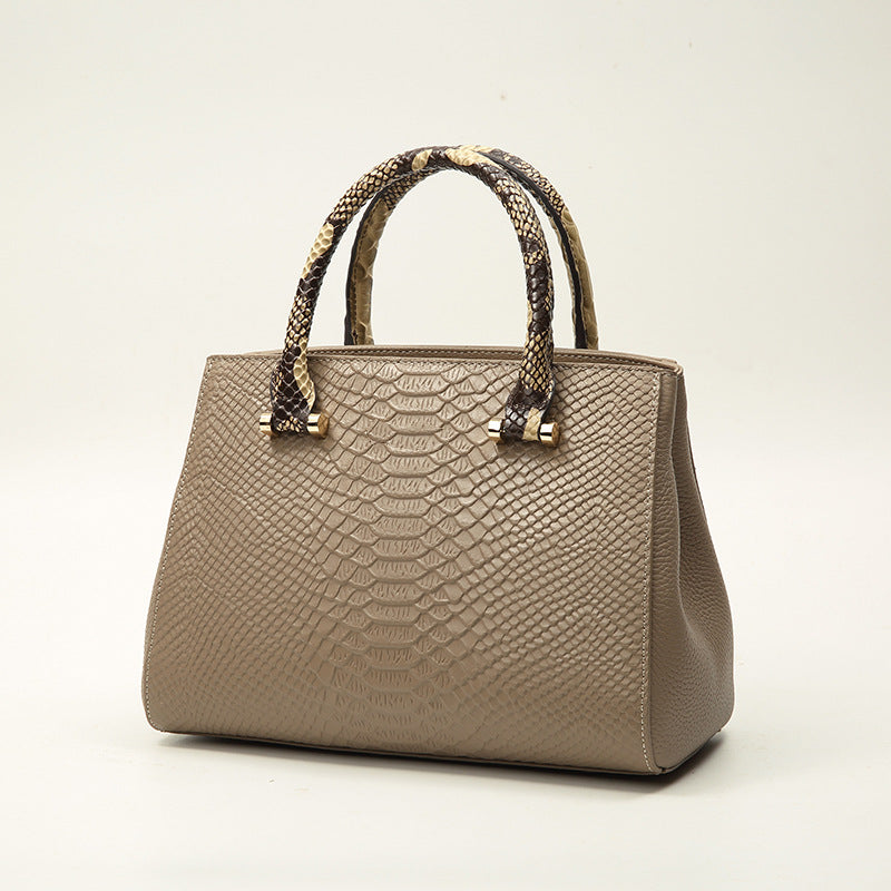 Women’s Medium Genuine Leather Croc Print Top Handle Satchels image 2