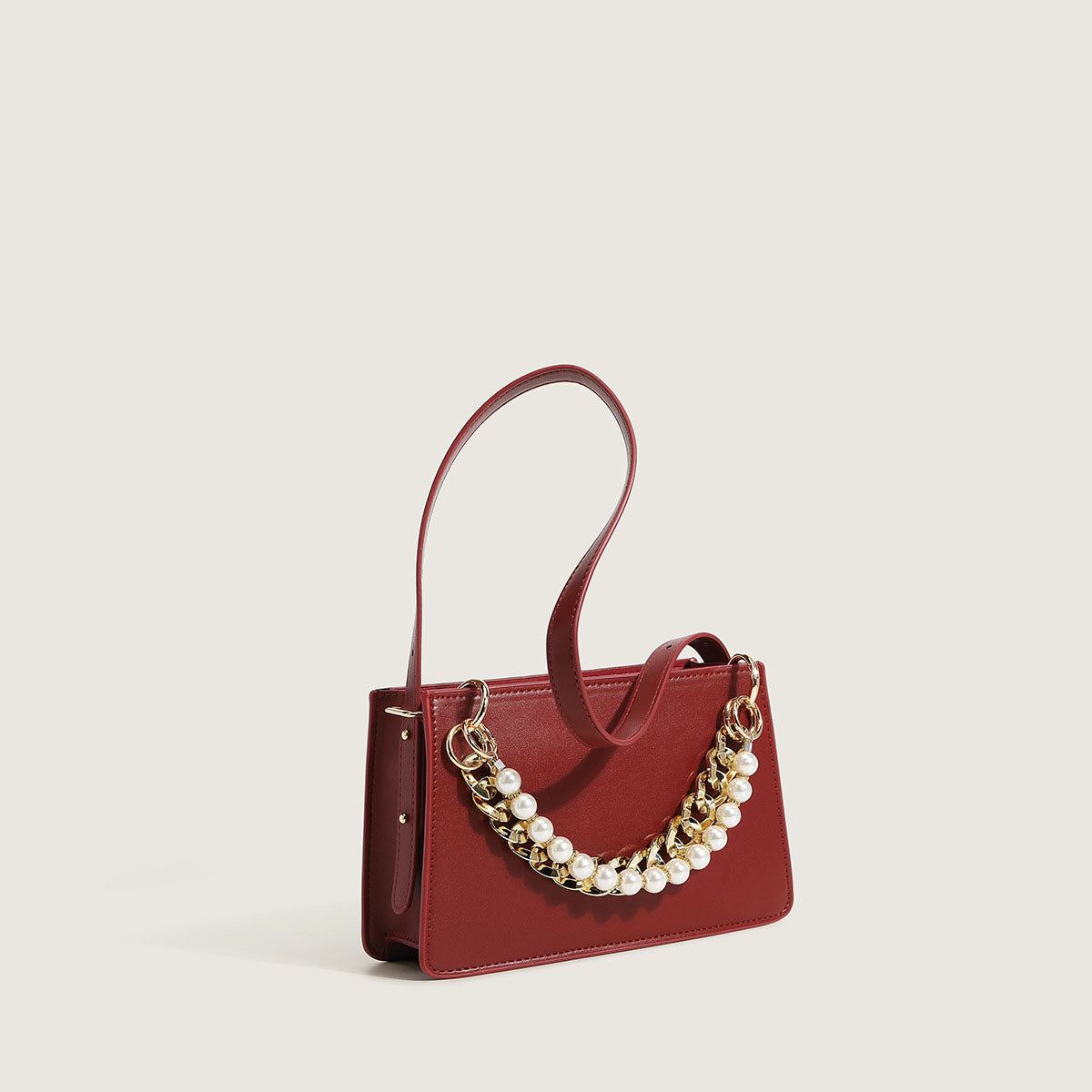 Women’s Minimal Pearls Vegan Shoulder Bags Red image 3