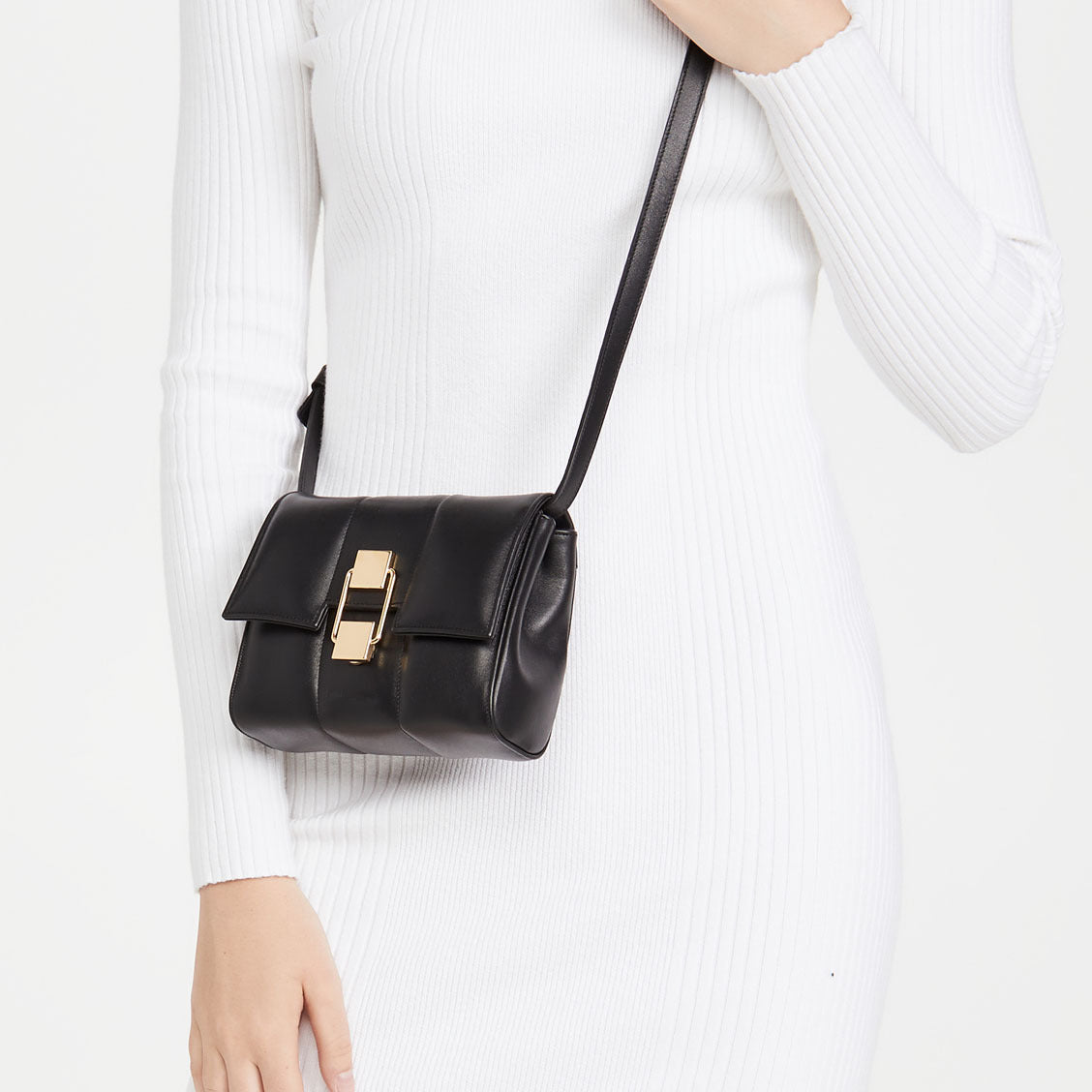Women’s Flap Small Crossbody Bags Genuine Leather Black image 3