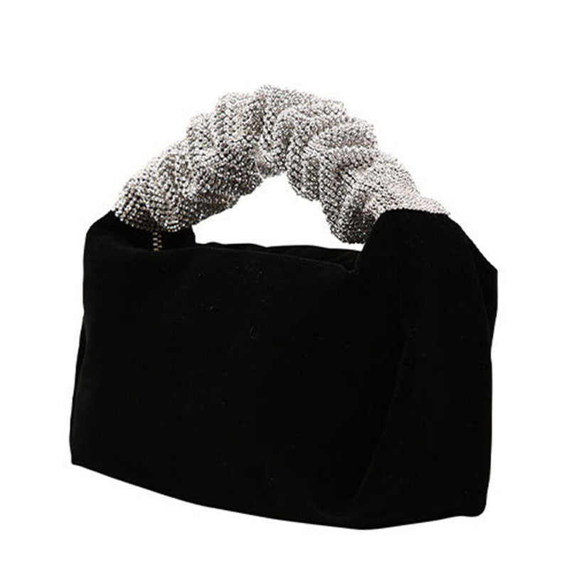Women’s Black Velvet Slouch Top Handle Evening Clutch Bags image 2