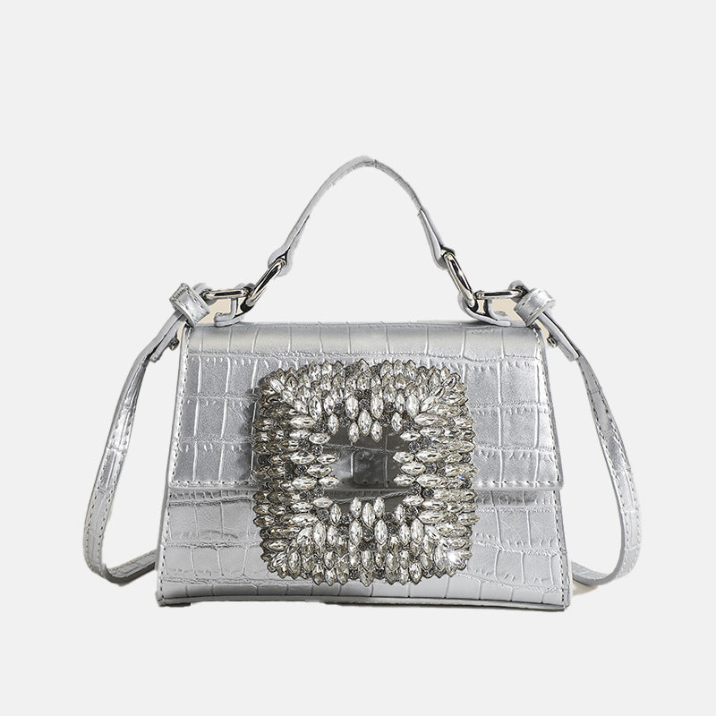 Women’s Croc Print Rhinestone Buckle Satchel Bags image 4