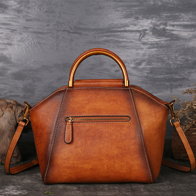 Women’s Totem Embossed Vintage Top Handle Handbags in Genuine Leather image 3