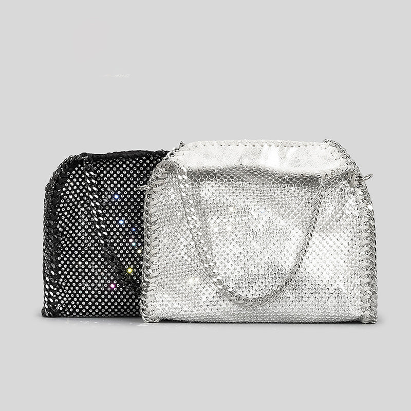 Women’s Rhinestone Woven Chains Hobo Evening Purse image 7