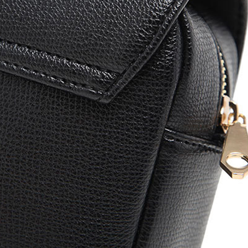 Women’s Black Flap Crossbody Bag in Vegan Leather image 5