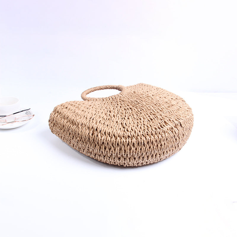 Women’s Straw Woven Circle Handle Tote image 4