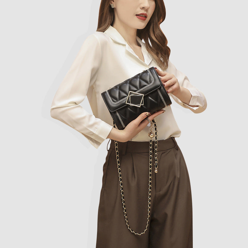 Women’s Quilted Crossbody Bags in Black Vegan Leather image 2