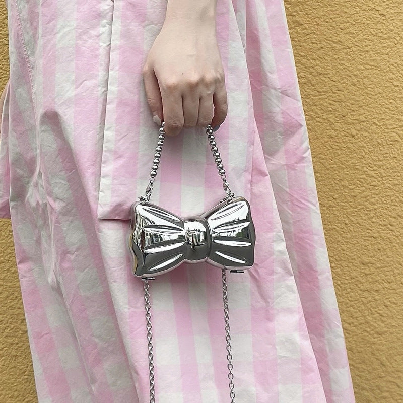 Women’s Silver Bow Clutch Mini Evening Bags image 5