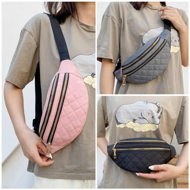 Women’s Quilted Double Zipper Waist Fanny Packs image 9