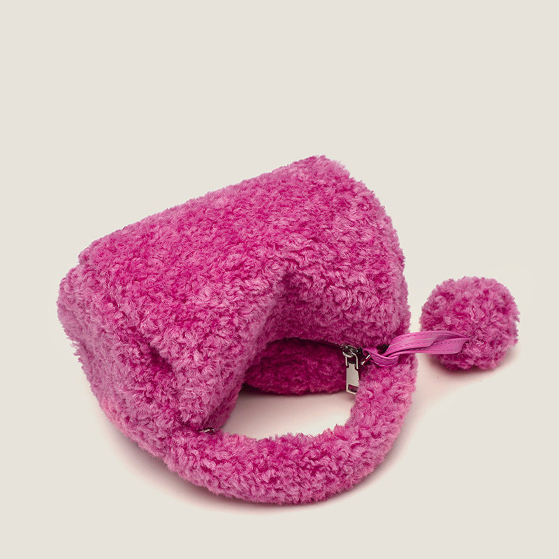 Women’s Fuax Fur Pompom Top Handle Bags image 3