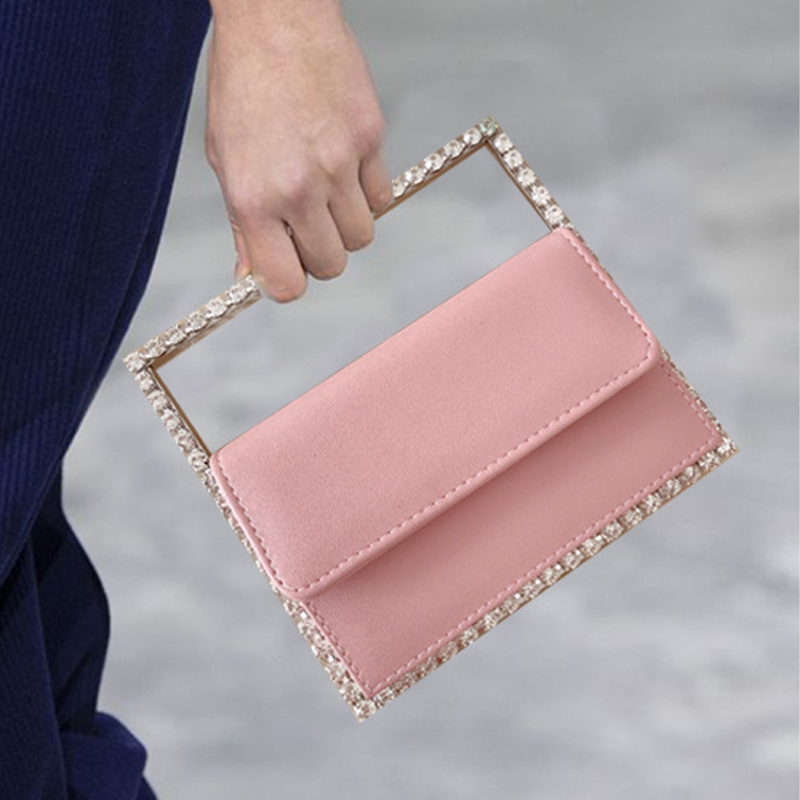 Women’s Rhinestones Square Evening Bags Pink image 2