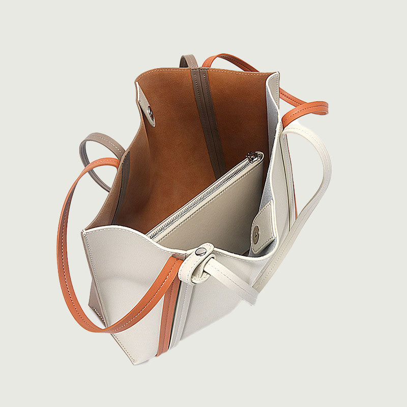 Women’s Two Tone Multi-Straps Genuine Leather Tote Bags image 8