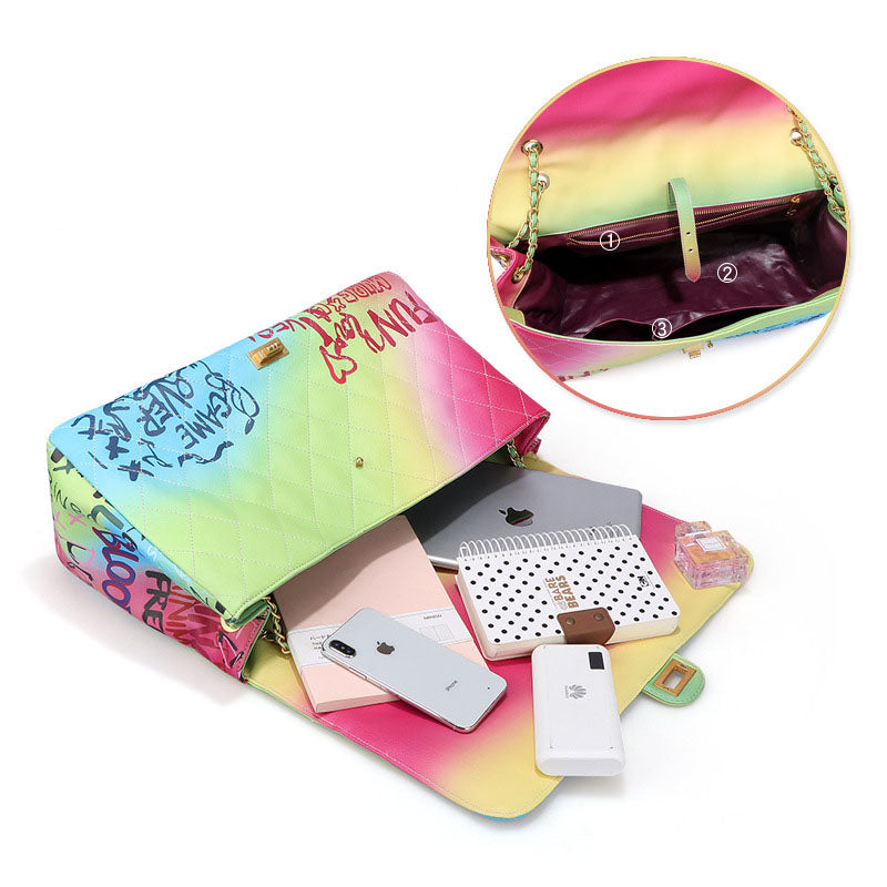 Women’s Graffiti Quilted Large Chain Bags image 4
