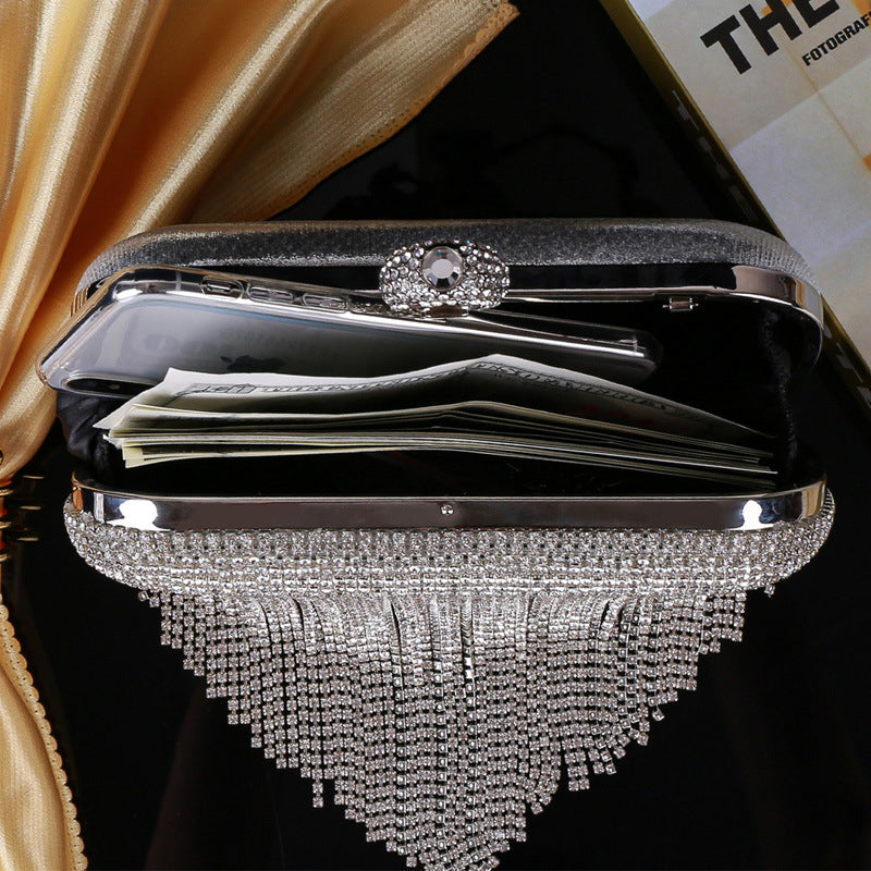 Women’s Silver Rhinestone Fringes Evening Clutch Bags image 4