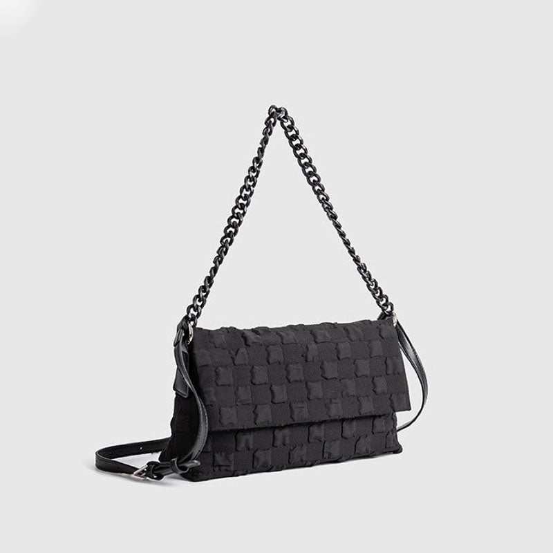 Women’s Textured Checker Baguette Bags image 2