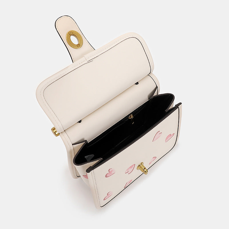 Women’s Small Heart Print Top Handle Satchels with Shoulder Strap image 4