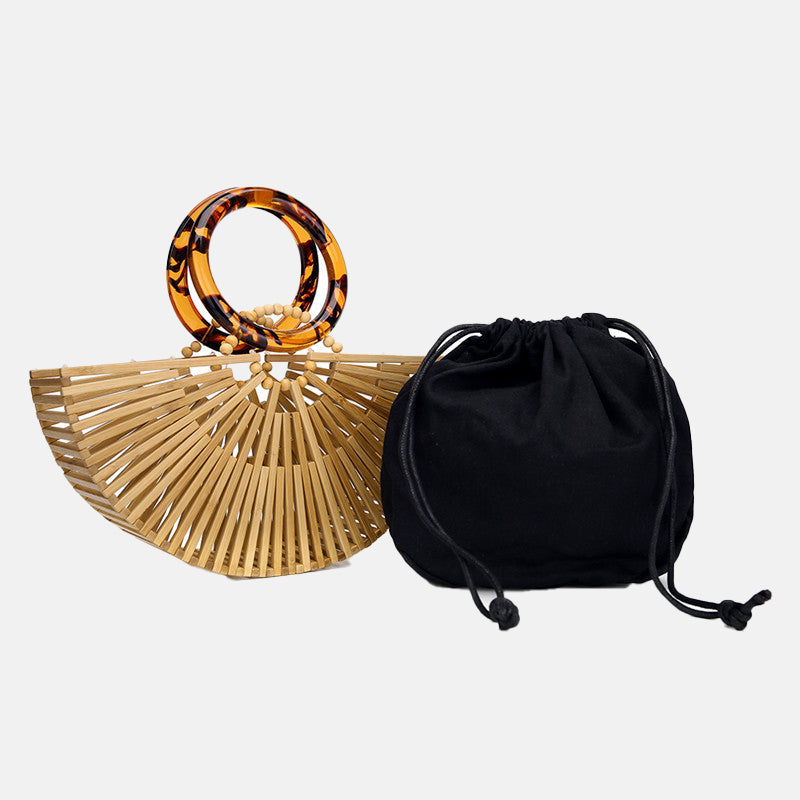 Women’s Bamboo Hollow Out Woven Beach Handbags image 4
