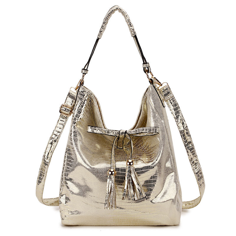 Women’s Metallic Hobo Bags Shoulder Bags with Tassel image 3