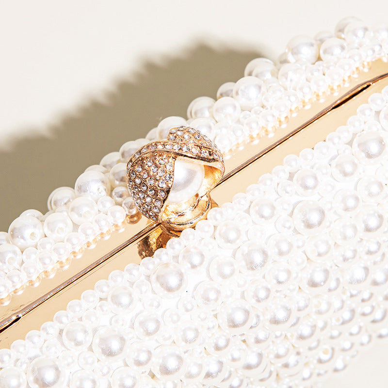 Women’s White Pearls Beaded Evening Clutch Bags image 5