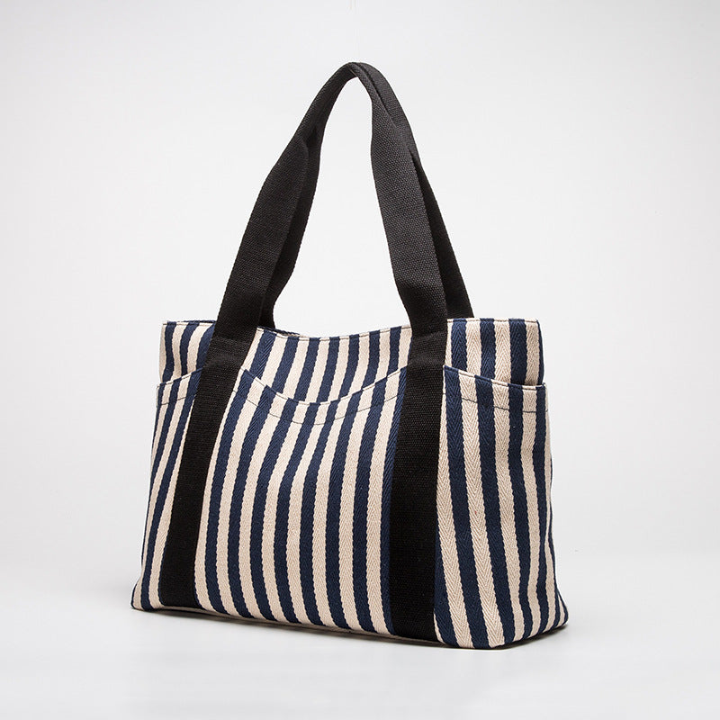 Women’s Large Stripes Canvas Tote Bags image