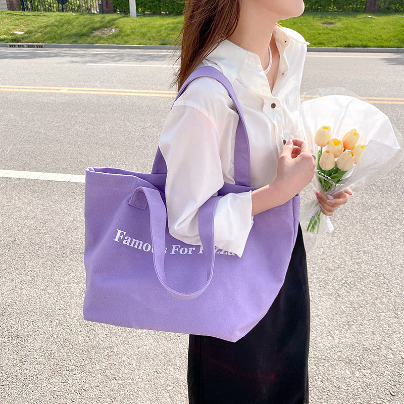 Women’s Letter Print Canvas Shopping Tote image 12