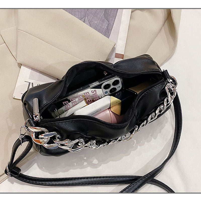 Women’s Puffer Cylinder Chains Shoulder Bags Vegan Leather image 8