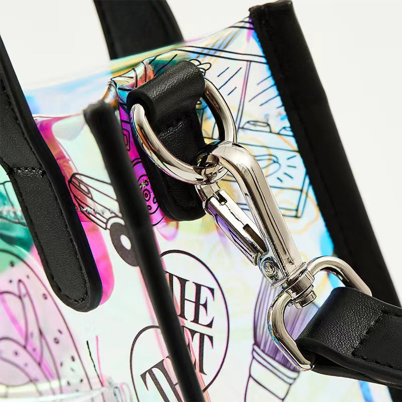 Women’s Graffiti Holographic Mini Clear Tote Bags image 4