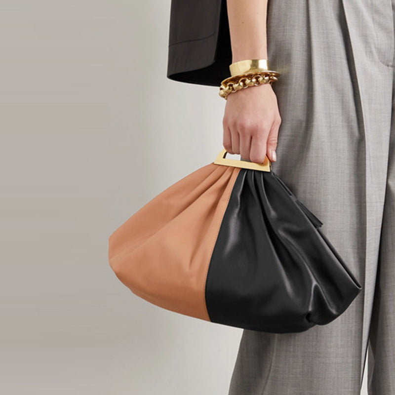 Women’s Two Tone Slouchy Clutch Bags in Vegan Leather image 4