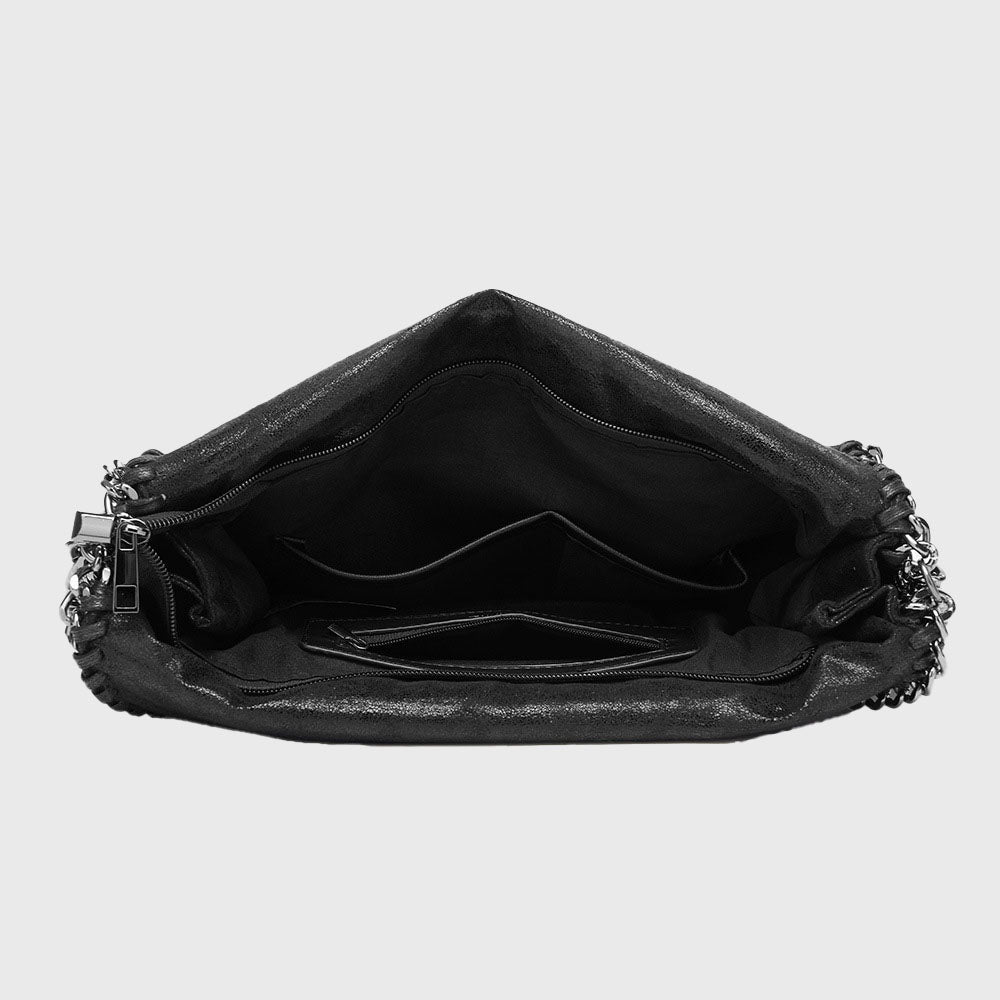 Women’s Chains Large Vegan Hobo Bags in Black image 4