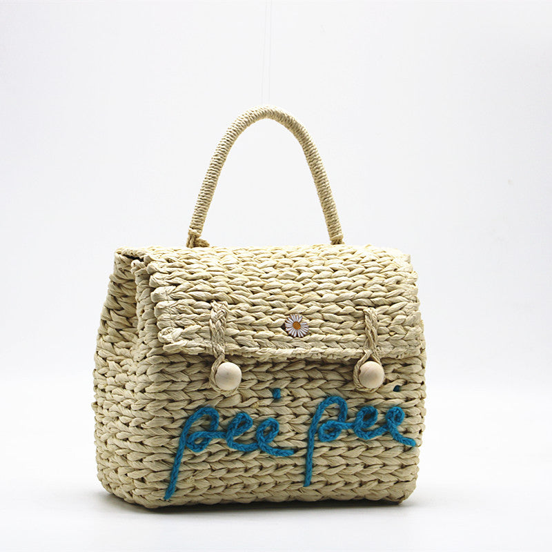 Women’s Straw Woven Top Handle Bucket Bags image 2