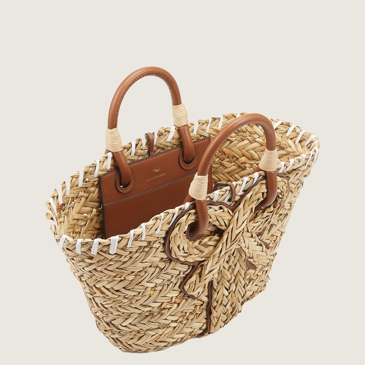 Women’s Handmade Woven Bowknot Basket Tote Bags image 4