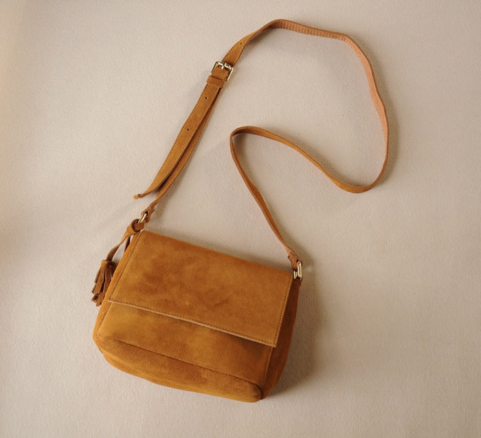 Women’s Tassel Suede Genuine Leather Crossbody Messenger Bags Brown image 2