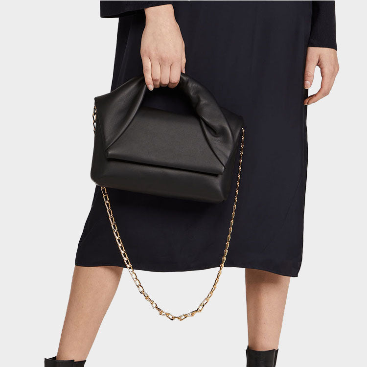 Women’s Leather Top Handle Flap Handbags in Black image 2