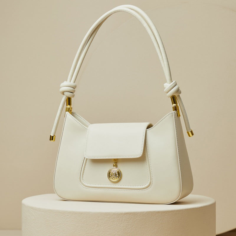 Women’s Genuine Leather Metal Medal Baguette Bags image 7