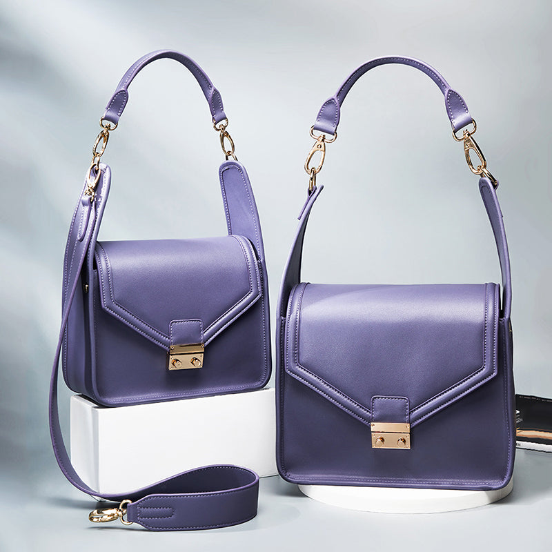 Women’s Purple Envelope Flap Shoulder Baguette Bags in Genuine Leather image 6