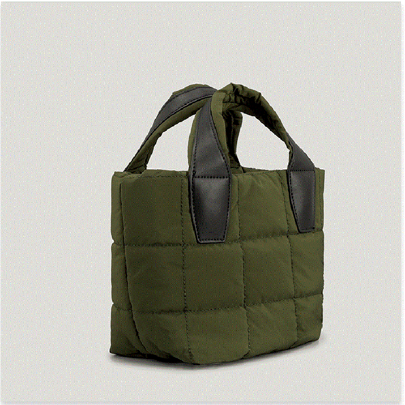 Women’s Quilted Puffer Dual Handle Tote Bags with Shoulder Strap image 2