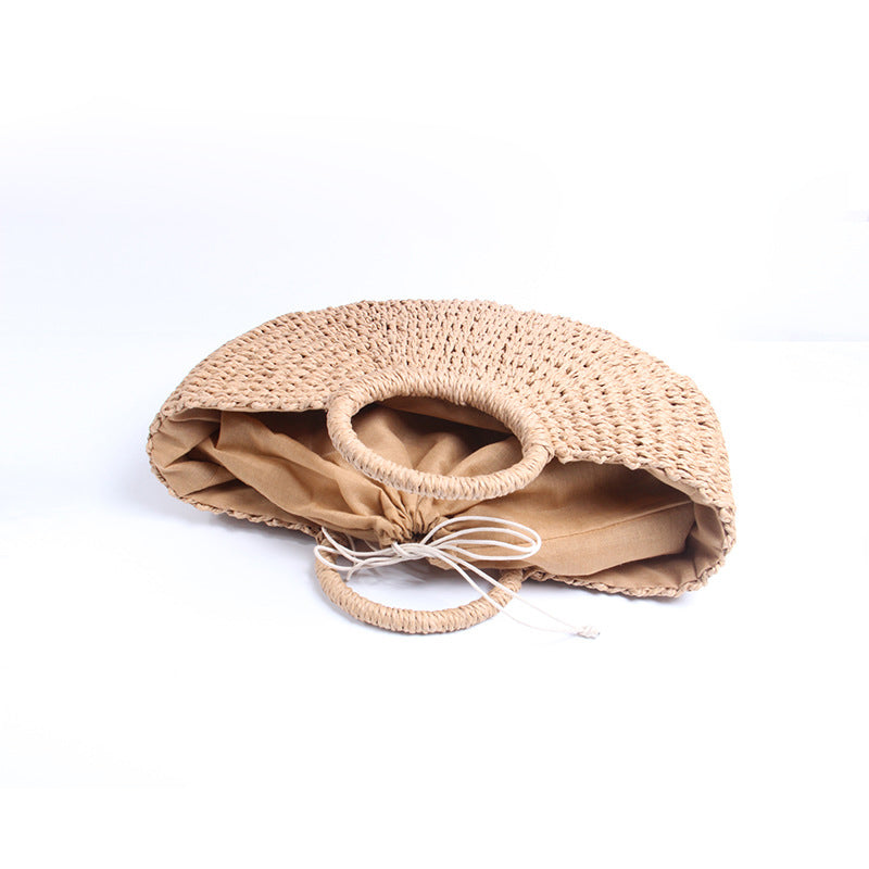 Women’s Straw Woven Circle Handle Tote image 5