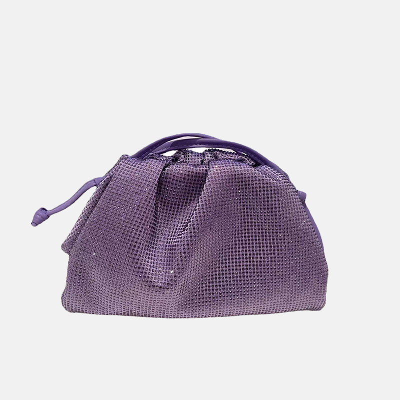 Women’s Cloud Drawstring Rhinestones Evening Clutch Bags in Genuine Leather image