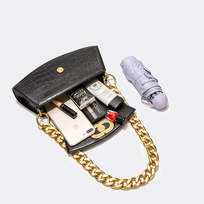 Women’s Chains Croc Embossed Baguette Shoulder Bags image 3