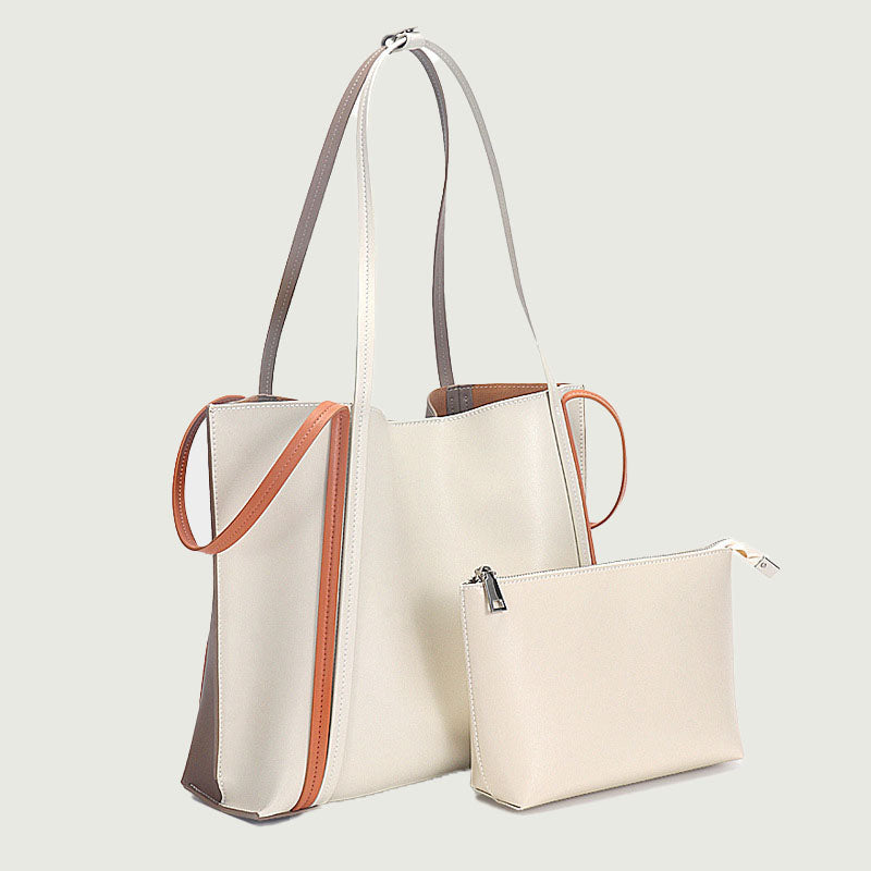 Women’s Two Tone Multi-Straps Genuine Leather Tote Bags image 2