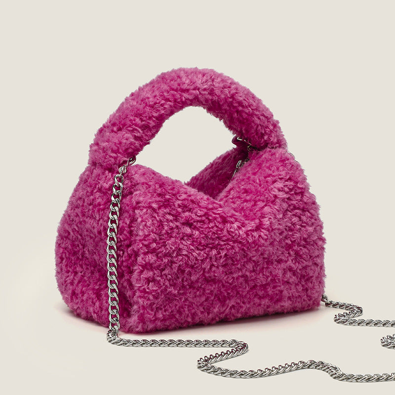 Women’s Fuax Fur Pompom Top Handle Bags image 4