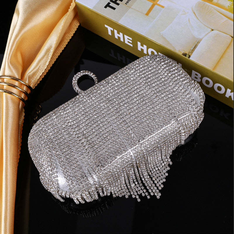 Women’s Silver Rhinestone Fringes Evening Clutch Bags image