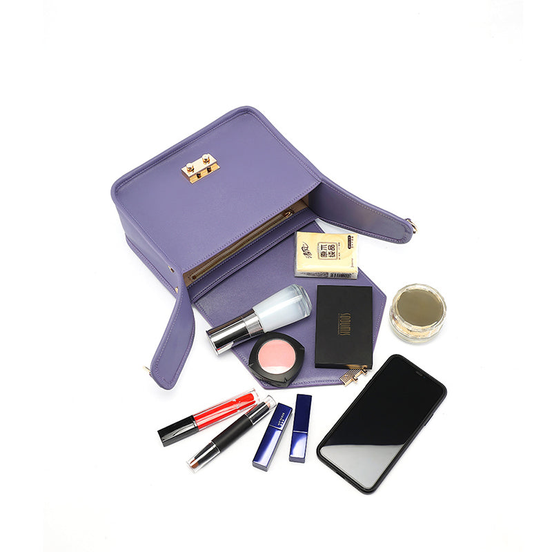 Women’s Purple Envelope Flap Shoulder Baguette Bags in Genuine Leather image 4