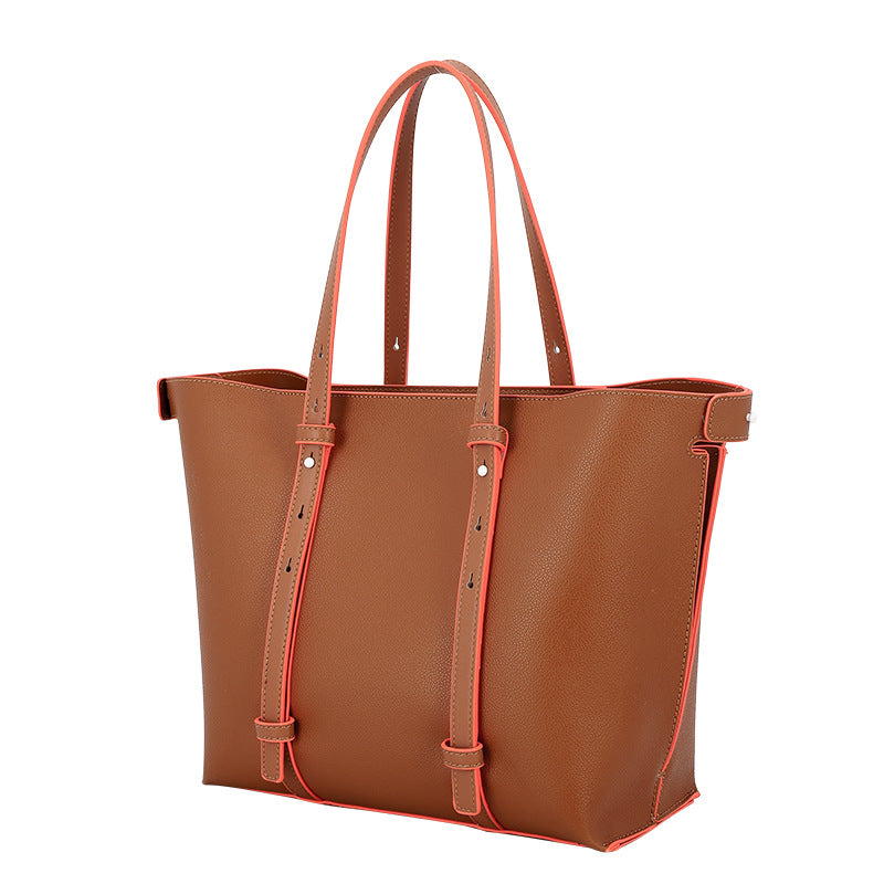 Women’s Vegan Leather Large Tote Bags with Adjustable Straps image 2