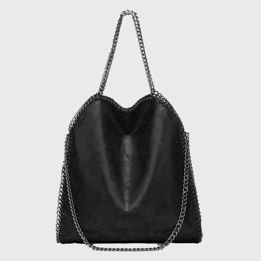 Women’s Chains Large Vegan Hobo Bags in Black image