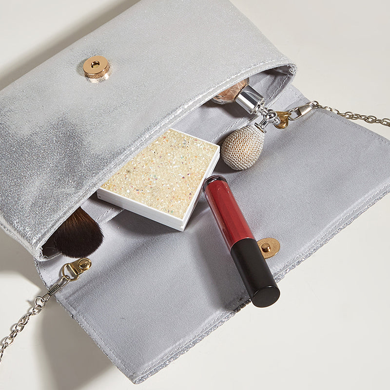 Women’s Ruched Glitter Flap Evening Clutch Bags image 8