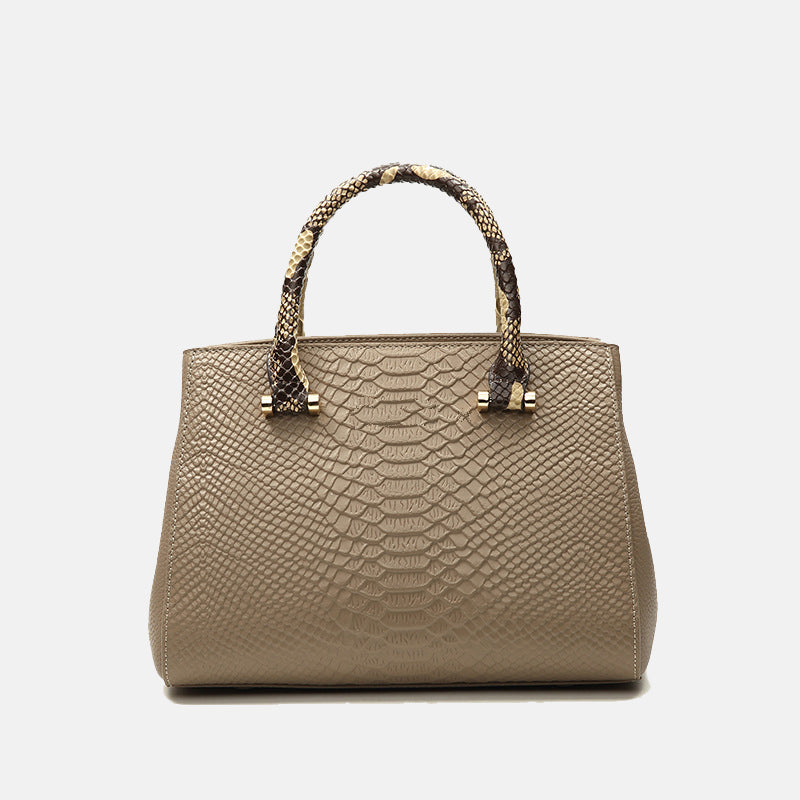 Women’s Medium Genuine Leather Croc Print Top Handle Satchels image