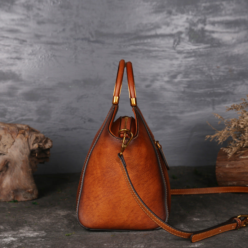 Women’s Totem Embossed Vintage Top Handle Handbags in Genuine Leather image 2