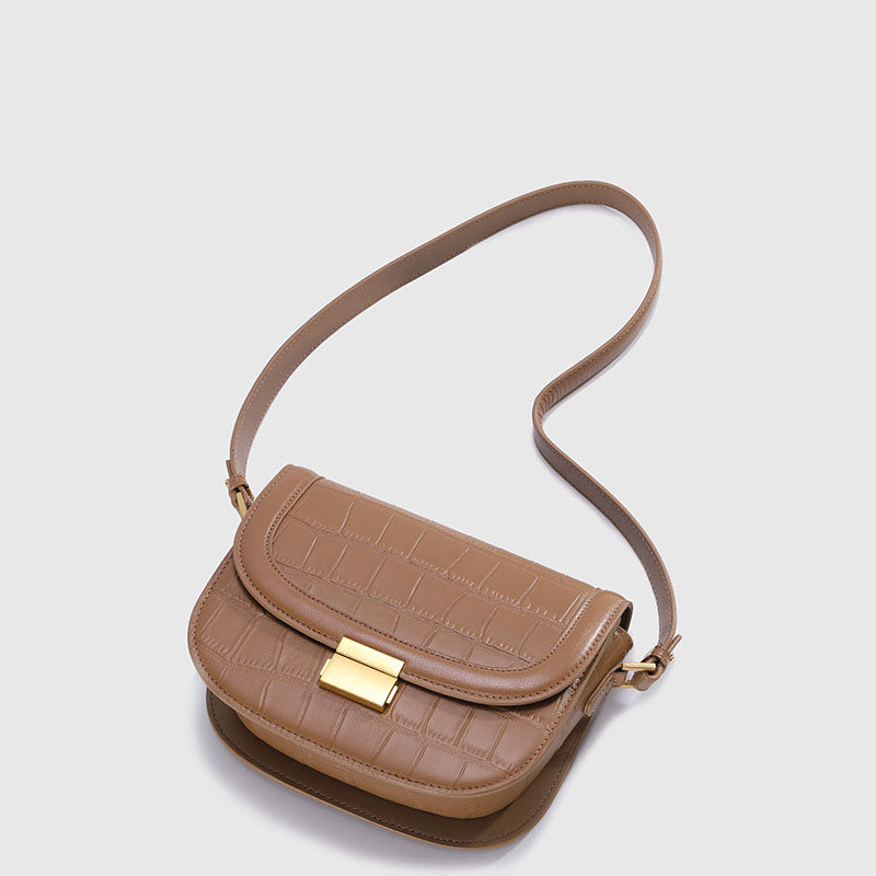 Women’s Croc Embossed Flap Saddle Shoulder Bags in Calfskin image 2
